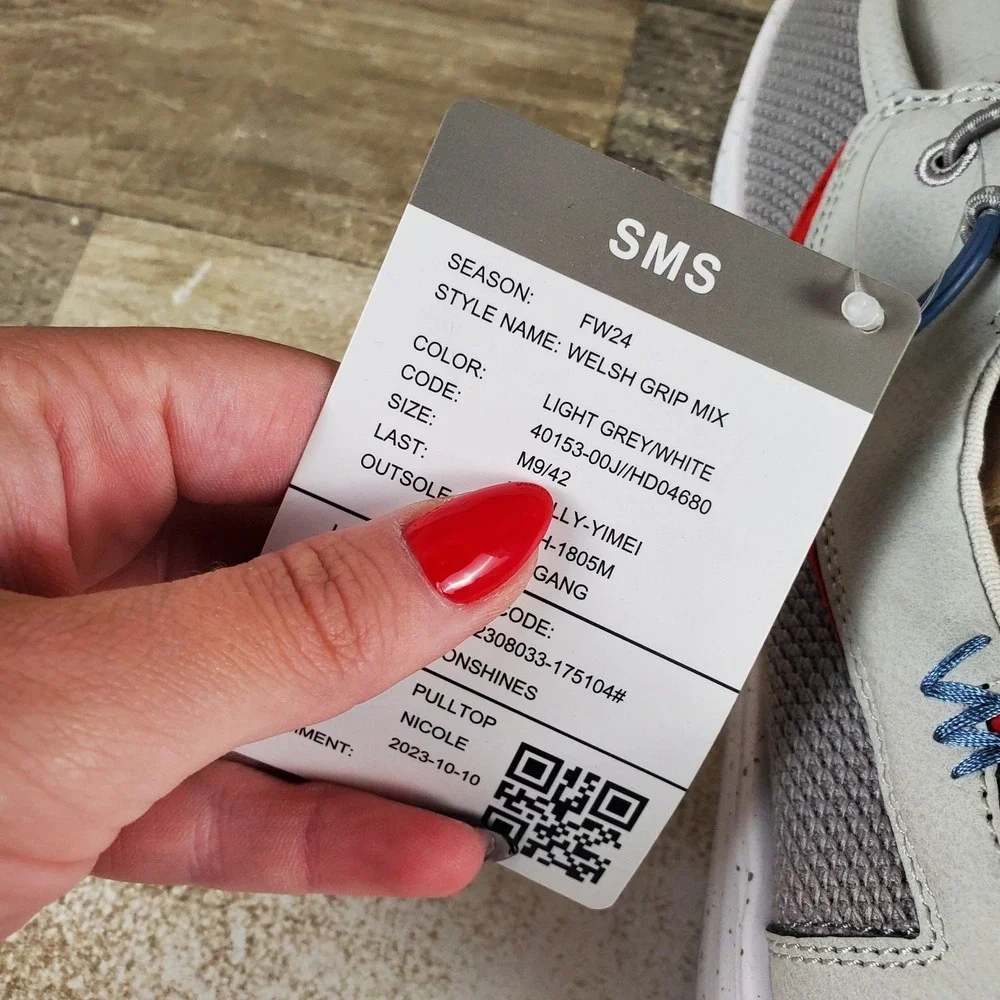 Hey Dude Welsh Grip Mix Mens Loafer Shoe Sz 9 Light Gray White Slip On Round Toe